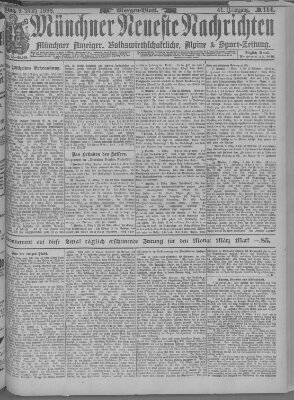 Münchner neueste Nachrichten Freitag 9. März 1888