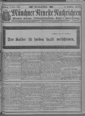 Münchner neueste Nachrichten Samstag 10. März 1888