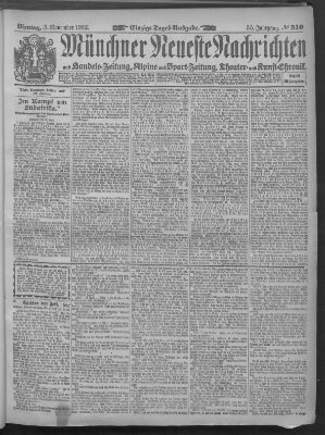 Münchner neueste Nachrichten Montag 3. November 1902