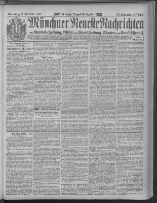 Münchner neueste Nachrichten Sonntag 9. November 1902