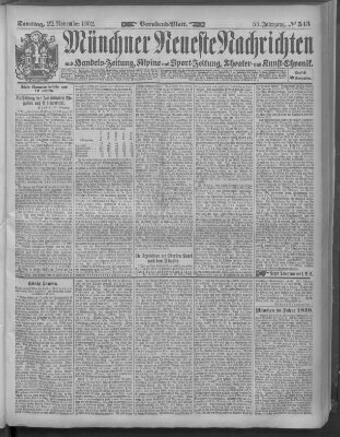 Münchner neueste Nachrichten Samstag 22. November 1902