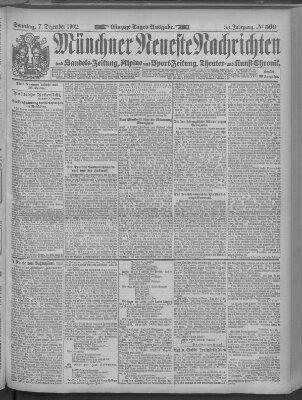 Münchner neueste Nachrichten Sonntag 7. Dezember 1902