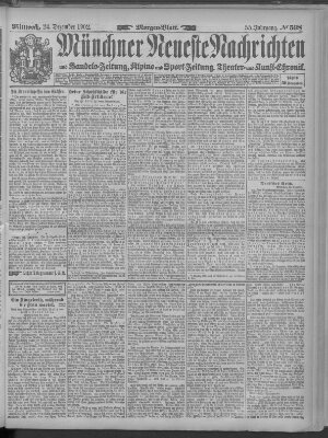 Münchner neueste Nachrichten Mittwoch 24. Dezember 1902