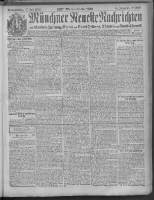 Münchner neueste Nachrichten Donnerstag 17. Juli 1902
