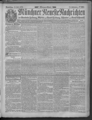 Münchner neueste Nachrichten Samstag 19. Juli 1902