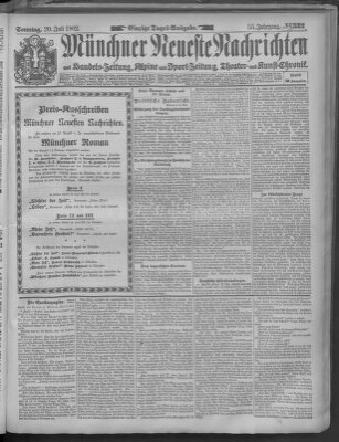 Münchner neueste Nachrichten Sonntag 20. Juli 1902