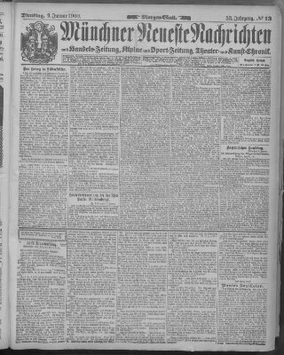 Münchner neueste Nachrichten Dienstag 9. Januar 1900