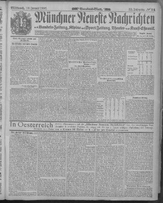 Münchner neueste Nachrichten Mittwoch 10. Januar 1900