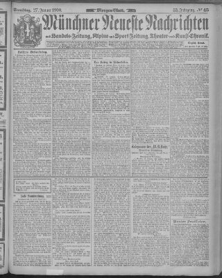 Münchner neueste Nachrichten Samstag 27. Januar 1900