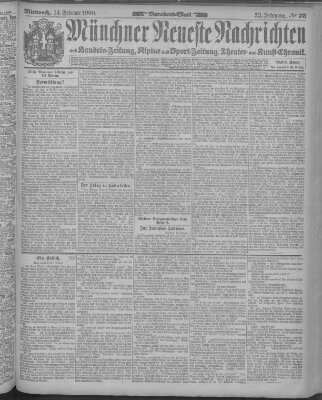 Münchner neueste Nachrichten Mittwoch 14. Februar 1900