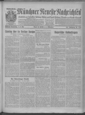 Münchner neueste Nachrichten Donnerstag 9. Mai 1929