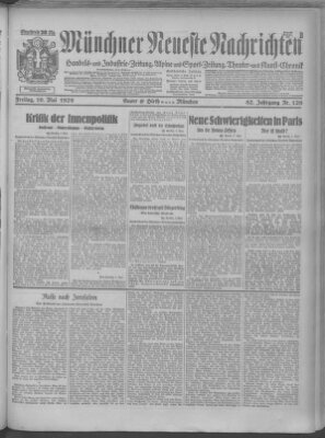 Münchner neueste Nachrichten Freitag 10. Mai 1929