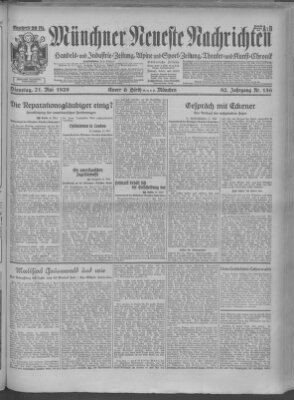 Münchner neueste Nachrichten Dienstag 21. Mai 1929