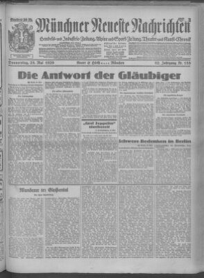 Münchner neueste Nachrichten Donnerstag 23. Mai 1929