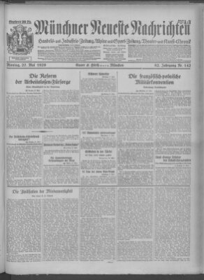 Münchner neueste Nachrichten Montag 27. Mai 1929