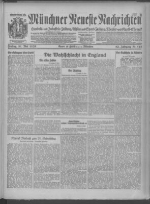 Münchner neueste Nachrichten Friday 31. May 1929