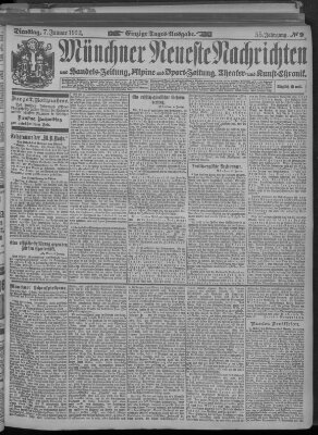 Münchner neueste Nachrichten Dienstag 7. Januar 1902