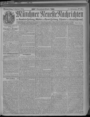 Münchner neueste Nachrichten Donnerstag 9. Januar 1902