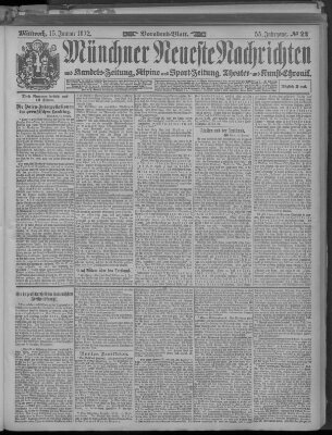 Münchner neueste Nachrichten Mittwoch 15. Januar 1902