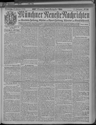 Münchner neueste Nachrichten Sonntag 19. Januar 1902