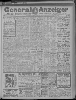 Münchner neueste Nachrichten Montag 20. Januar 1902