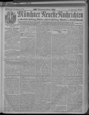 Münchner neueste Nachrichten Mittwoch 22. Januar 1902