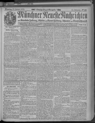 Münchner neueste Nachrichten Montag 27. Januar 1902