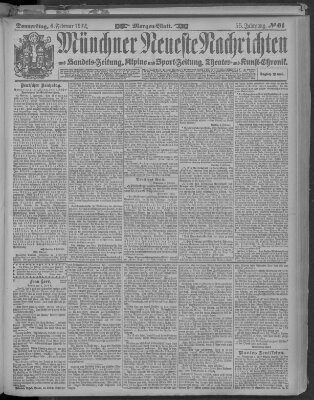 Münchner neueste Nachrichten Donnerstag 6. Februar 1902