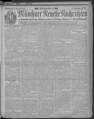 Münchner neueste Nachrichten Mittwoch 12. Februar 1902