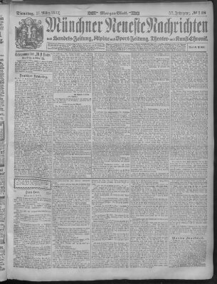 Münchner neueste Nachrichten Dienstag 11. März 1902