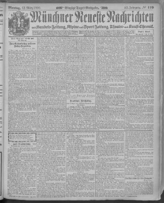 Münchner neueste Nachrichten Montag 12. März 1900