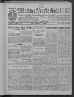 Münchner neueste Nachrichten Dienstag 2. April 1929