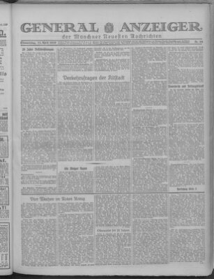 Münchner neueste Nachrichten Donnerstag 11. April 1929