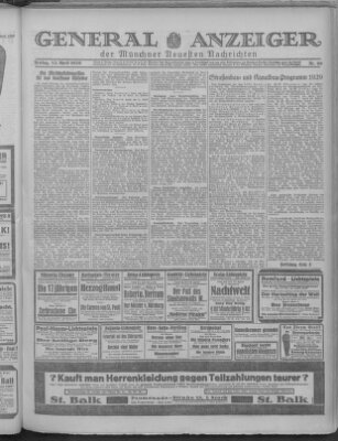 Münchner neueste Nachrichten Freitag 12. April 1929