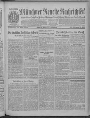 Münchner neueste Nachrichten Donnerstag 18. April 1929