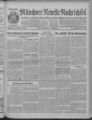 Münchner neueste Nachrichten Dienstag 23. April 1929