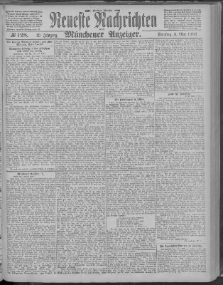 Neueste Nachrichten und Münchener Anzeiger (Münchner neueste Nachrichten) Samstag 8. Mai 1886