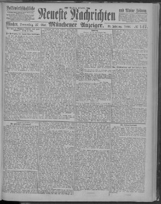 Neueste Nachrichten und Münchener Anzeiger (Münchner neueste Nachrichten) Donnerstag 27. Mai 1886