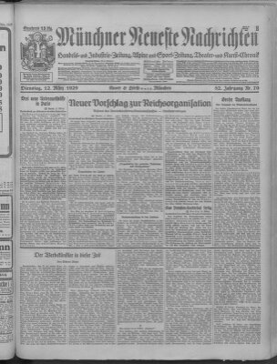 Münchner neueste Nachrichten Dienstag 12. März 1929