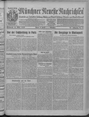 Münchner neueste Nachrichten Mittwoch 13. März 1929