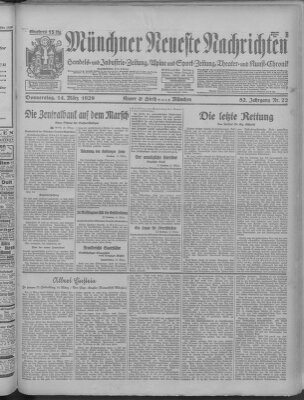 Münchner neueste Nachrichten Donnerstag 14. März 1929