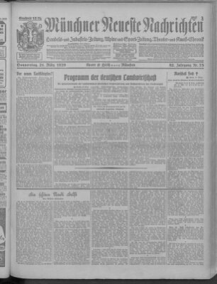 Münchner neueste Nachrichten Donnerstag 21. März 1929