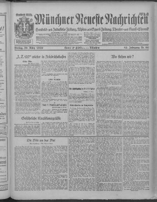 Münchner neueste Nachrichten Freitag 29. März 1929