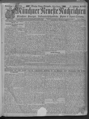 Münchner neueste Nachrichten Sonntag 1. Juli 1888