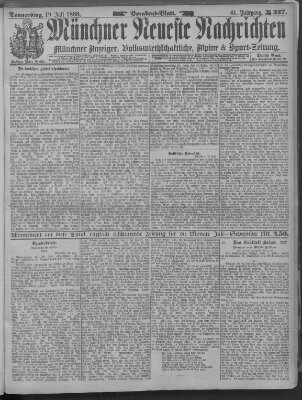 Münchner neueste Nachrichten Donnerstag 19. Juli 1888