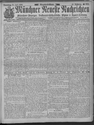 Münchner neueste Nachrichten Samstag 21. Juli 1888