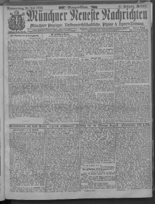 Münchner neueste Nachrichten Donnerstag 26. Juli 1888