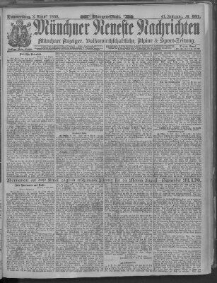 Münchner neueste Nachrichten Donnerstag 2. August 1888