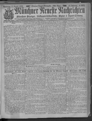 Münchner neueste Nachrichten Sonntag 12. August 1888