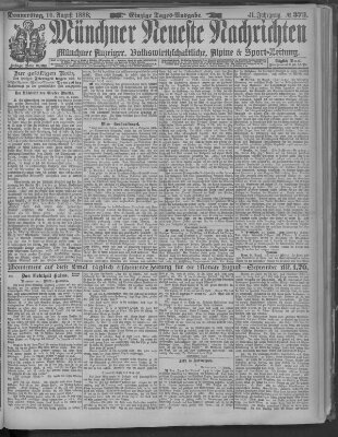 Münchner neueste Nachrichten Donnerstag 16. August 1888